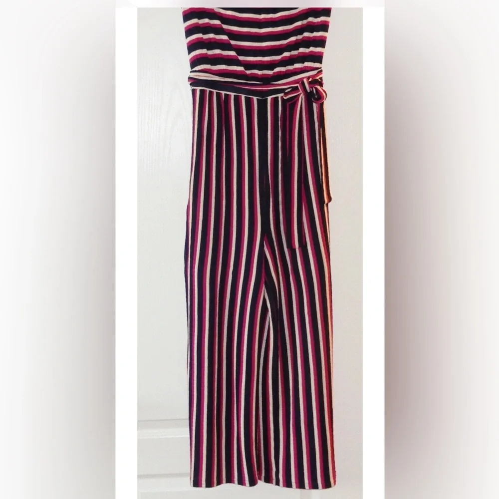 Women's Anthropologie Maeve Meja Strapless Striped Knit Casual Jumpsuit Size S
